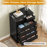 Sikaic Dresser 43.9 inch Tall 6-Drawer Dresser Black Black / Engineered Wood / Modern