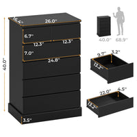 Sikaic Dresser 43.9 inch Tall 6-Drawer Dresser Black Black / Engineered Wood / Modern