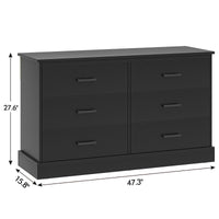 Sikaic Dresser 47.3 inch Wide 6-Drawer Double Dresser Black Black / Engineered Wood / Modern