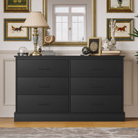 Sikaic Dresser 47.3 inch Wide 6-Drawer Double Dresser Black Black / Engineered Wood / Modern