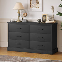 Sikaic Dresser 47.3 inch Wide 6-Drawer Double Dresser Black Black / Engineered Wood / Modern