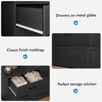 Sikaic Dresser 47.3 inch Wide 6-Drawer Double Dresser Black Black / Engineered Wood / Modern