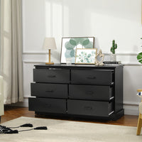 Sikaic Dresser 47.3 inch Wide 6-Drawer Double Dresser Black Black / Engineered Wood / Modern