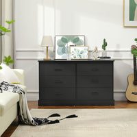 Sikaic Dresser 47.3 inch Wide 6-Drawer Double Dresser Black Black / Engineered Wood / Modern