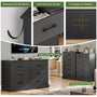 Sikaic Dresser 47.3 inch Wide 6-Drawer Double Dresser Black Black / Engineered Wood / Modern