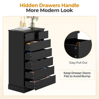 Sikaic Dresser 51.8 inch Tall 7-Drawer Dresser Black Black / Engineered Wood / Modern