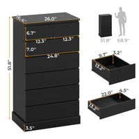 Sikaic Dresser 51.8 inch Tall 7-Drawer Dresser Black Black / Engineered Wood / Modern