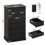 Sikaic Dresser 51.8 inch Tall 7-Drawer Dresser Black Black / Engineered Wood / Modern
