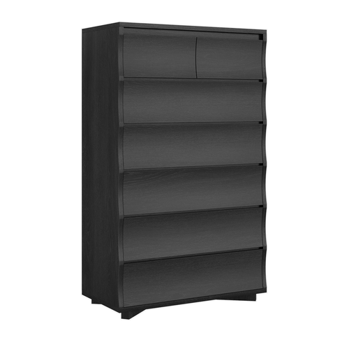 Sikaic Dresser 52.8 inch Tall 7-Drawer Wave Design Dresser Black Black / Engineered Wood / Modern