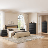 Sikaic Dresser 52.8 inch Tall 7-Drawer Wave Design Dresser Black Black / Engineered Wood / Modern