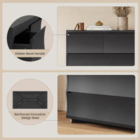 Sikaic Dresser 52.8 inch Tall 7-Drawer Wave Design Dresser Black Black / Engineered Wood / Modern