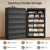 Sikaic Dresser 52.8 inch Tall 7-Drawer Wave Design Dresser Black Black / Engineered Wood / Modern
