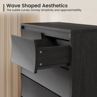 Sikaic Dresser 52.8 inch Tall 7-Drawer Wave Design Dresser Black Black / Engineered Wood / Modern