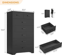 Sikaic Dresser 54.4 inch Tall 7-Drawer Dresser with Metal Handles Black Black / Engineered Wood / Modern