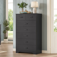 Sikaic Dresser 54.4 inch Tall 7-Drawer Dresser with Metal Handles Black Black / Engineered Wood / Modern