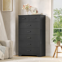 Sikaic Dresser 54.4 inch Tall 7-Drawer Dresser with Metal Handles Black Black / Engineered Wood / Modern