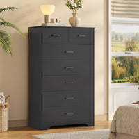 Sikaic Dresser 54.4 inch Tall 7-Drawer Dresser with Metal Handles Black Black / Engineered Wood / Modern