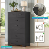 Sikaic Dresser 54.4 inch Tall 7-Drawer Dresser with Metal Handles Black Black / Engineered Wood / Modern