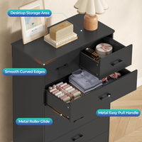 Sikaic Dresser 54.4 inch Tall 7-Drawer Dresser with Metal Handles Black Black / Engineered Wood / Modern