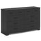 Sikaic Dresser 55.1 Inches 10 Drawers Dresser Black Black / Engineered Wood / Modern