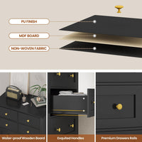 Sikaic Dresser 55.1 Inches High Tall Dresser with 8 Drawers Black Black / Engineered Wood / Modern