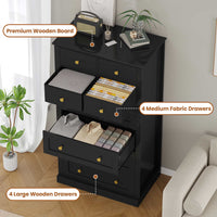 Sikaic Dresser 55.1 Inches High Tall Dresser with 8 Drawers Black Black / Engineered Wood / Modern