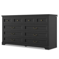 Sikaic Dresser 55 Inches 10 Drawers Dresser with Natural Texture and Vintage Handles Black Black / Engineered Wood / Modern