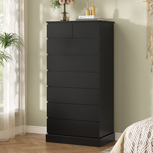 Sikaic Dresser 59.6 inch Tall 8-Drawer Dresser Black Black / Engineered Wood / Modern