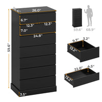 Sikaic Dresser 59.6 inch Tall 8-Drawer Dresser Black Black / Engineered Wood / Modern