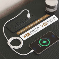 Sikaic Dresser 61.4" Wide Dresser Chest of Drawers with Large Capacity Storage and Power Outlets Black Black / Engineered Wood / Modern