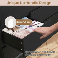 Sikaic Dresser 61.4" Wide Dresser Chest of Drawers with Large Capacity Storage and Power Outlets Black Black / Engineered Wood / Modern