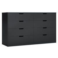 Sikaic Dresser 8 Drawers Dresser with Large Capacity Black Black / Engineered Wood / Modern