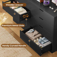 Sikaic Dresser 8 Drawers Dresser with Large Capacity for Living Room Black Black / Engineered Wood / Modern