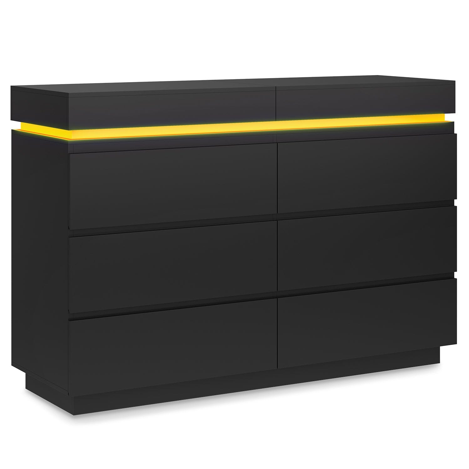 Sikaic Dresser Wide Dresser with LED Lights 6 Drawers Black Modern Sikaic Dresser Wide Dresser with LED Lights 6 Drawers Black Modern