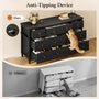 Sikaic Dresser 52 inch Wide 7-Drawer Dresser with Roman Legs & Bronze Handles Black Black / Engineered Wood / Modern Farmhouse