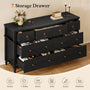 Sikaic Dresser 52 inch Wide 7-Drawer Dresser with Roman Legs & Bronze Handles Black Black / Engineered Wood / Modern Farmhouse