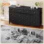 Sikaic Dresser 52 inch Wide 7-Drawer Dresser with Roman Legs & Bronze Handles Black Black / Engineered Wood / Modern Farmhouse