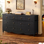 Sikaic Dresser 52 inch Wide 7-Drawer Dresser with Roman Legs & Bronze Handles Black Black / Engineered Wood / Modern Farmhouse