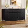 Sikaic Dresser 52 inch Wide 7-Drawer Dresser with Roman Legs & Bronze Handles Black Black / Engineered Wood / Modern Farmhouse