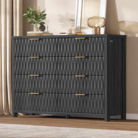 Sikaic Dresser Fluted Dresser with 8 Drawers Black Black / Engineered Wood / Modern