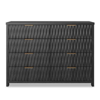 Sikaic Dresser Fluted Dresser with 8 Drawers Black Black / Engineered Wood / Modern