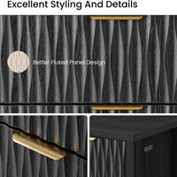 Sikaic Dresser Fluted Tall Dresser with 6 Drawers Black Black / Engineered Wood / Modern