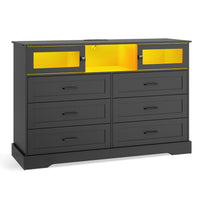 Sikaic Dresser LED Dresser with 6 Drawers Black Black / Engineered Wood / Modern
