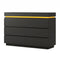 Sikaic Dresser Modern 6 Drawer Dresser with Sliding Desktop & LED Lights Black Black / Engineered Wood / Modern