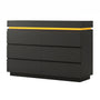 Sikaic Dresser Modern 6 Drawer Dresser with Sliding Desktop & LED Lights Black Black / Engineered Wood / Modern
