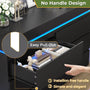 Sikaic Dresser Modern 6 Drawer Dresser with Sliding Desktop & LED Lights Black Black / Engineered Wood / Modern