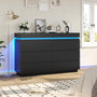 Sikaic Dresser Modern 6 Drawer Dresser with Sliding Desktop & LED Lights Black Black / Engineered Wood / Modern
