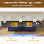 Sikaic Dresser Modern 6 Drawer Dresser with Sliding Desktop & LED Lights Black Black / Engineered Wood / Modern