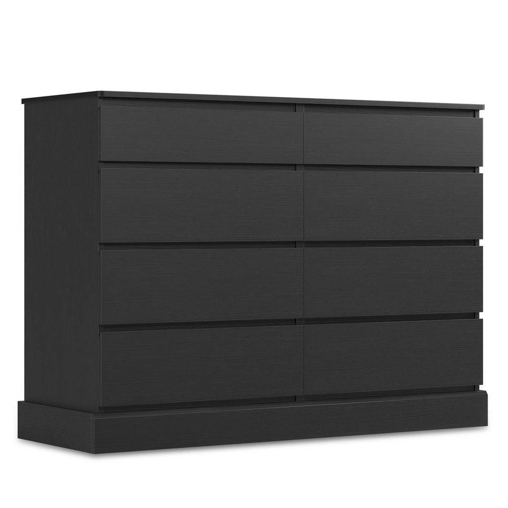 Sikaic No Handle Design Dresser with 8 Drawers Black