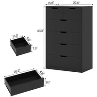 Sikaic Dresser Tall Dresser with 6 Drawers Black Black / Engineered Wood / Modern